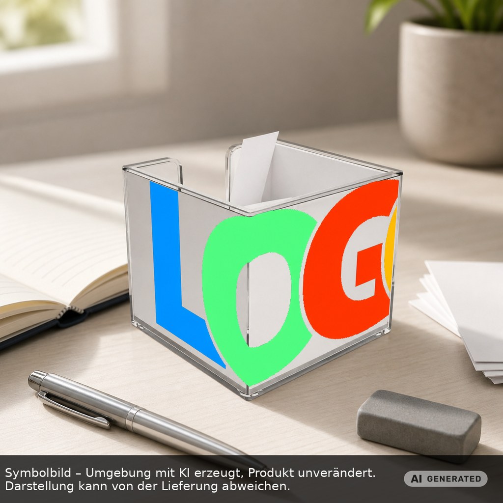 Zettelbox "Sigma", doppelwandig als Werbeartikel mit Logo bedrucken
