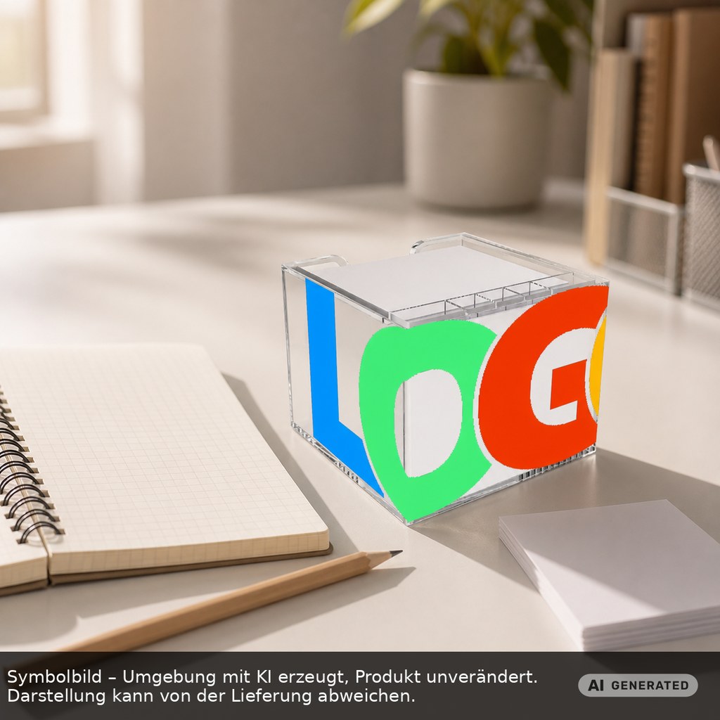 Zettelbox mit Köcher "Sigma", doppelwandig als Werbeartikel mit Logo bedrucken