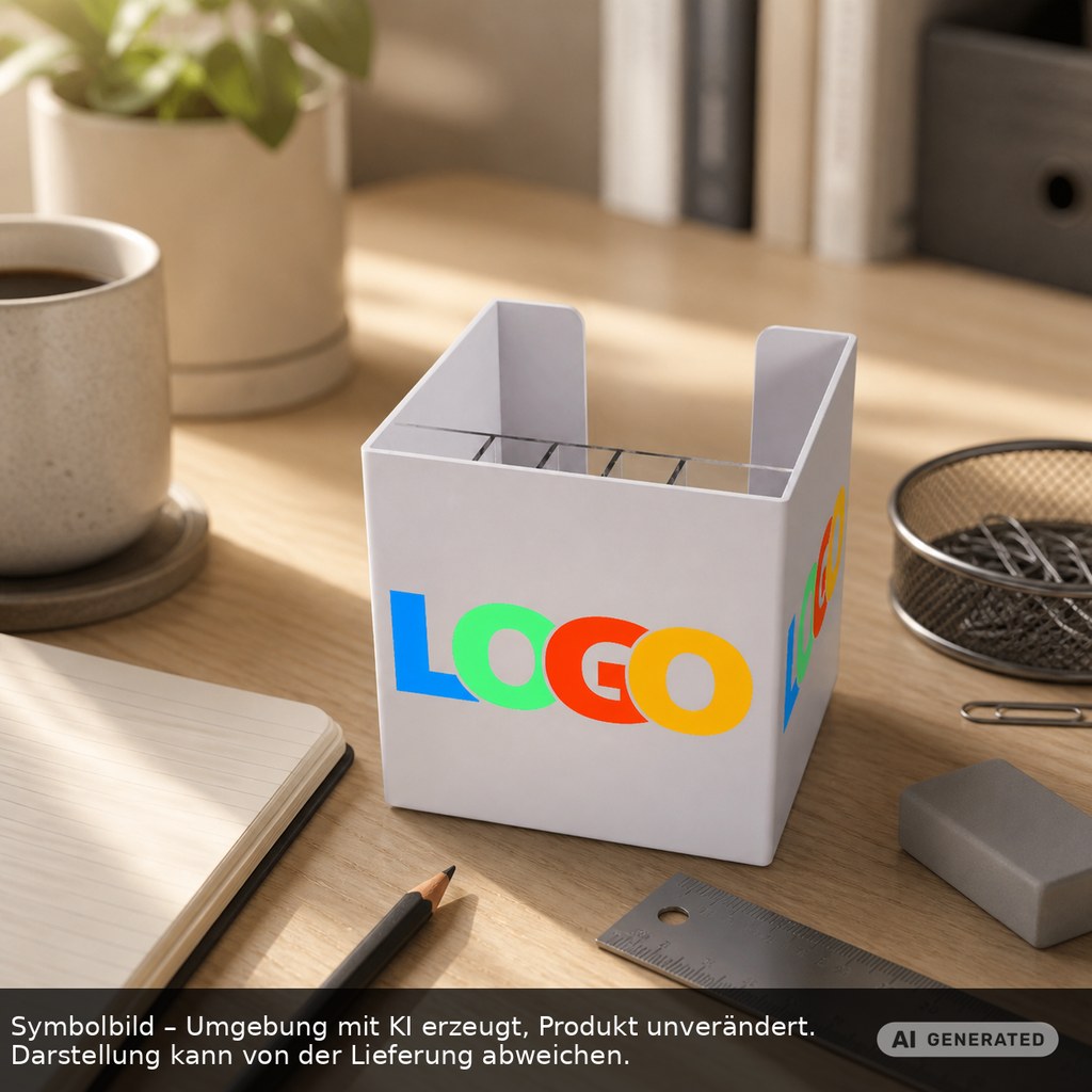 Zettelbox mit Köcher "Alpha" als Werbeartikel mit Logo bedrucken