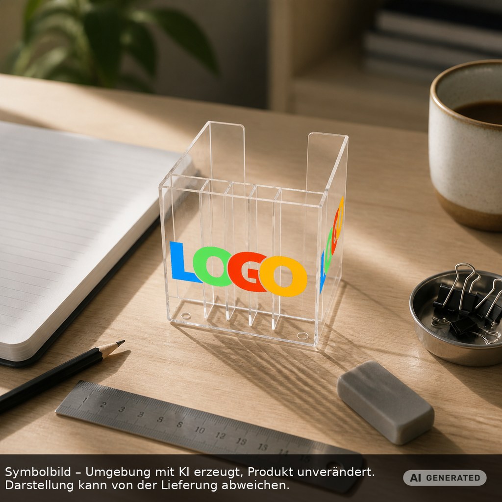 Zettelbox mit Köcher "Alpha" als Werbeartikel mit Logo bedrucken