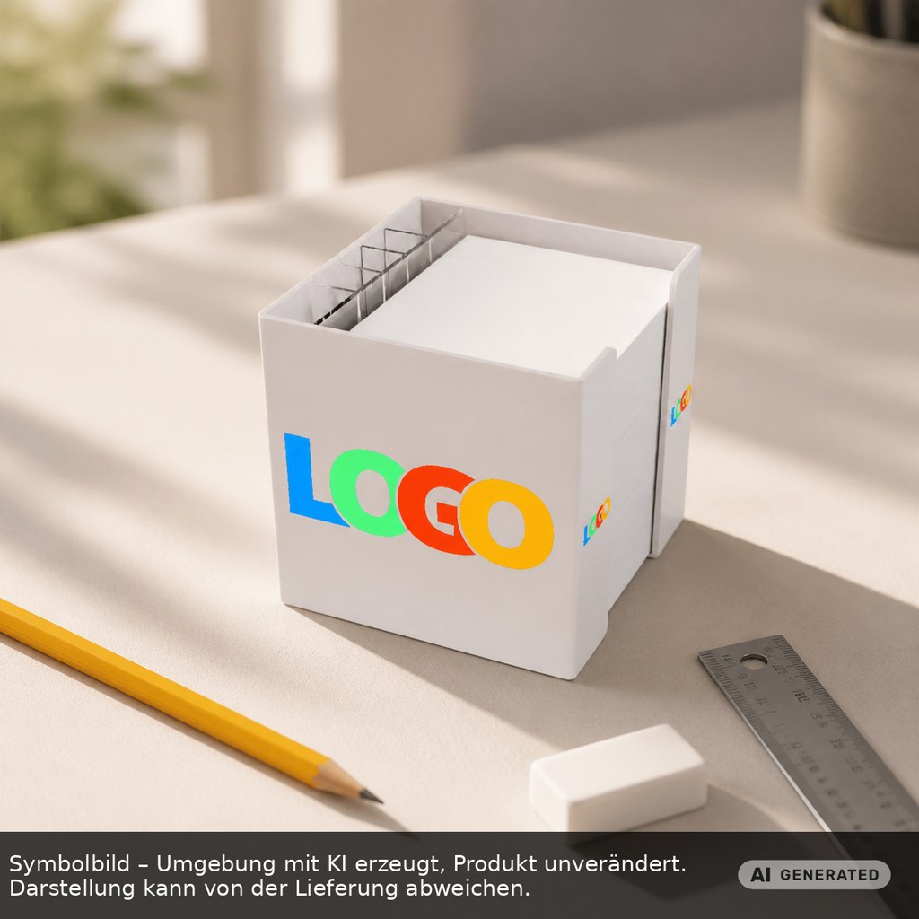 Zettelbox mit Köcher "Alpha" als Werbeartikel mit Logo bedrucken