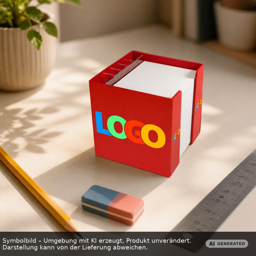 Zettelbox mit Köcher "Alpha" als Werbeartikel mit Logo bedrucken