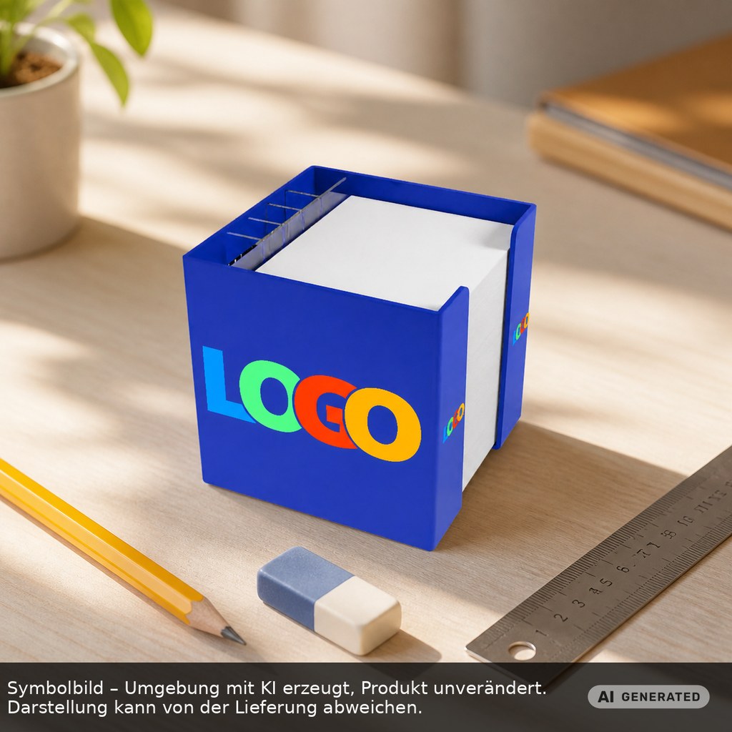 Zettelbox mit Köcher "Alpha" als Werbeartikel mit Logo bedrucken