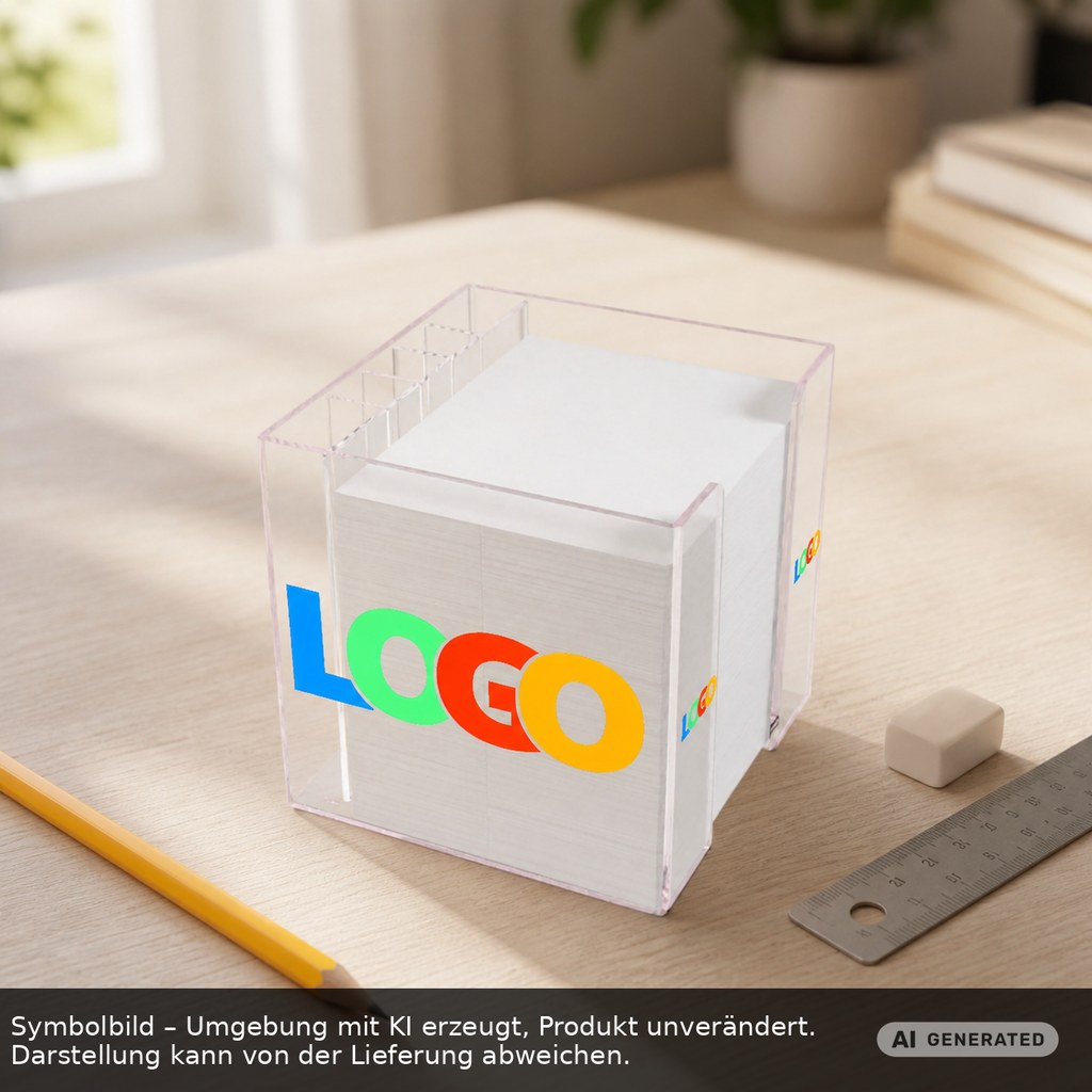 Zettelbox mit Köcher "Alpha" als Werbeartikel mit Logo bedrucken