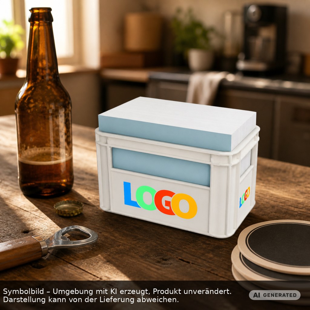 Zettelbox "Getränkekasten" als Werbeartikel mit Logo bedrucken