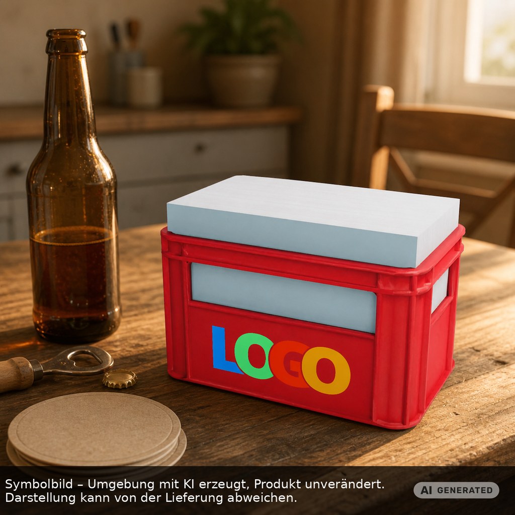 Zettelbox "Getränkekasten" als Werbeartikel mit Logo bedrucken