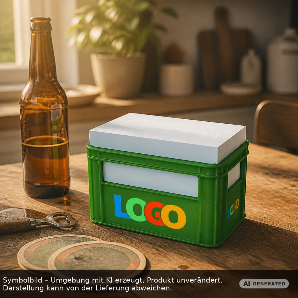 Zettelbox "Getränkekasten" als Werbeartikel mit Logo bedrucken