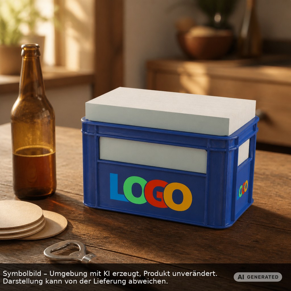 Zettelbox "Getränkekasten" als Werbeartikel mit Logo bedrucken