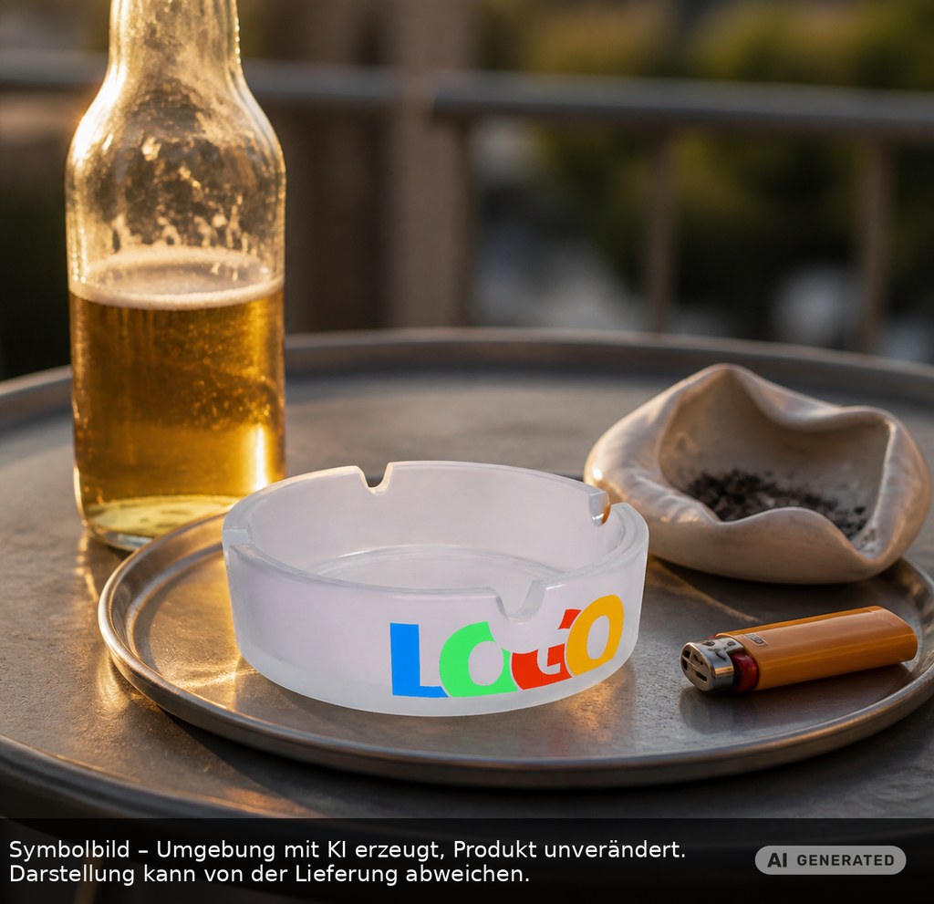 Glasaschenbecher als Werbeartikel mit Logo bedrucken