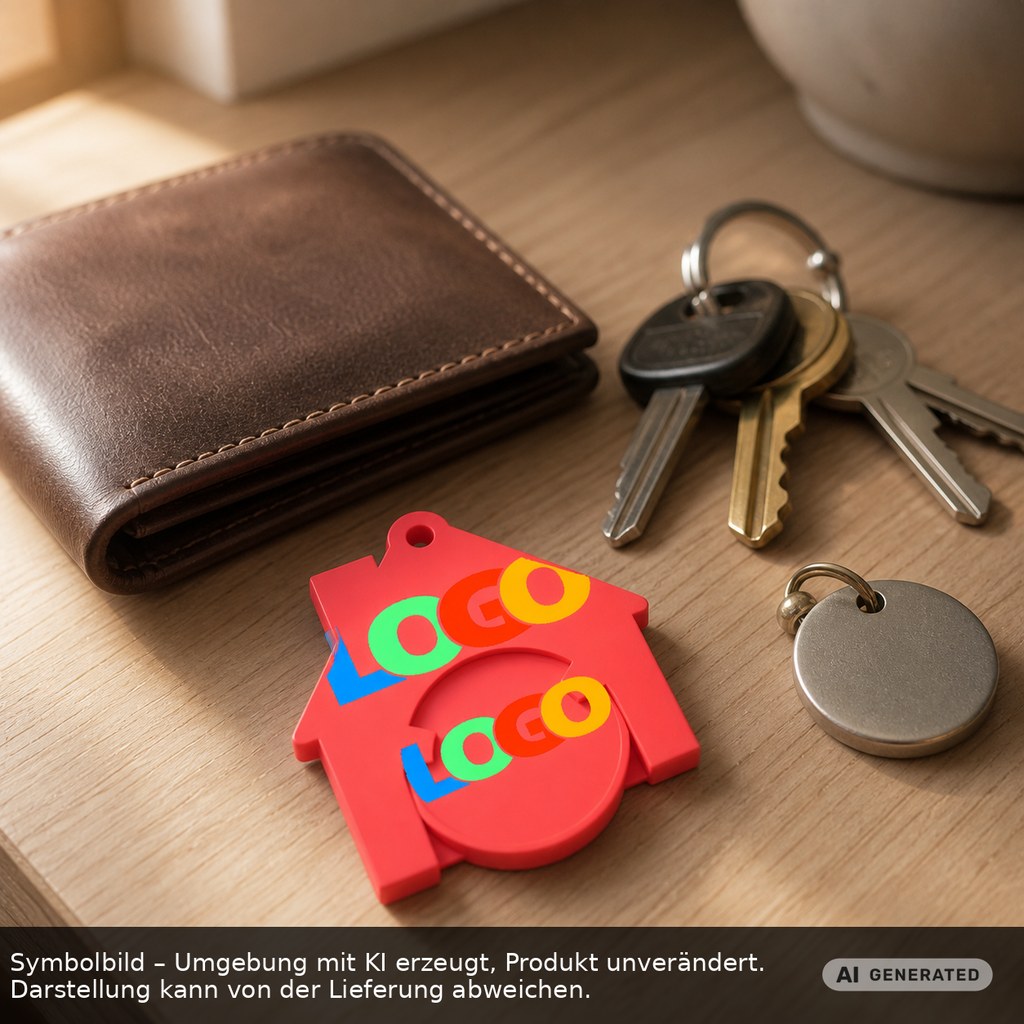 Chiphalter mit 1€-Chip "Haus" als Werbeartikel mit Logo bedrucken