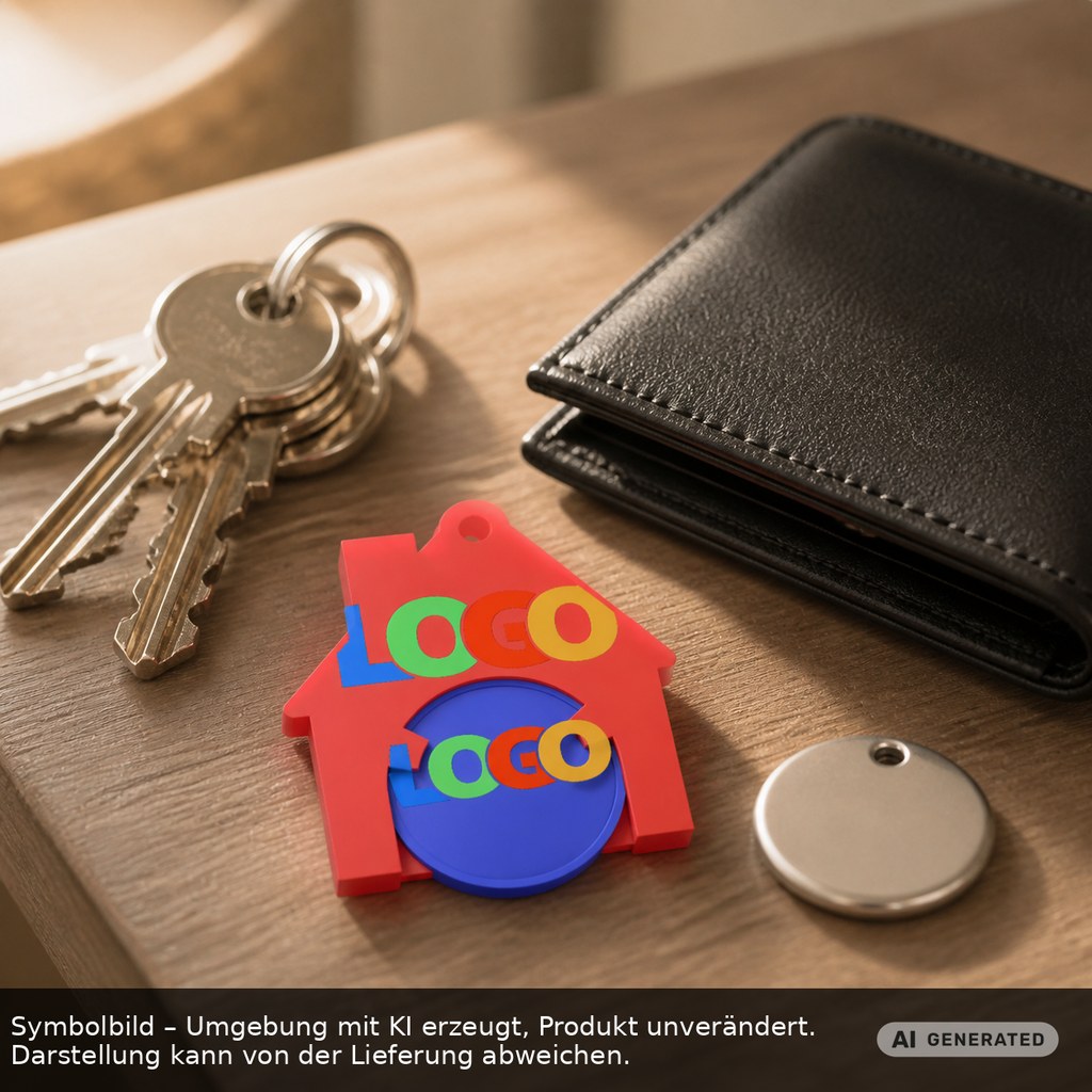 Chiphalter mit 1€-Chip "Haus" als Werbeartikel mit Logo bedrucken