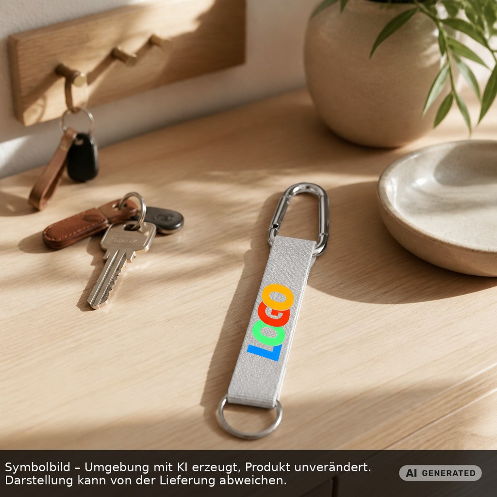 Kurz-Schlüsselband/Kurz-Lanyard "Duo" als Werbeartikel mit Logo bedrucken
