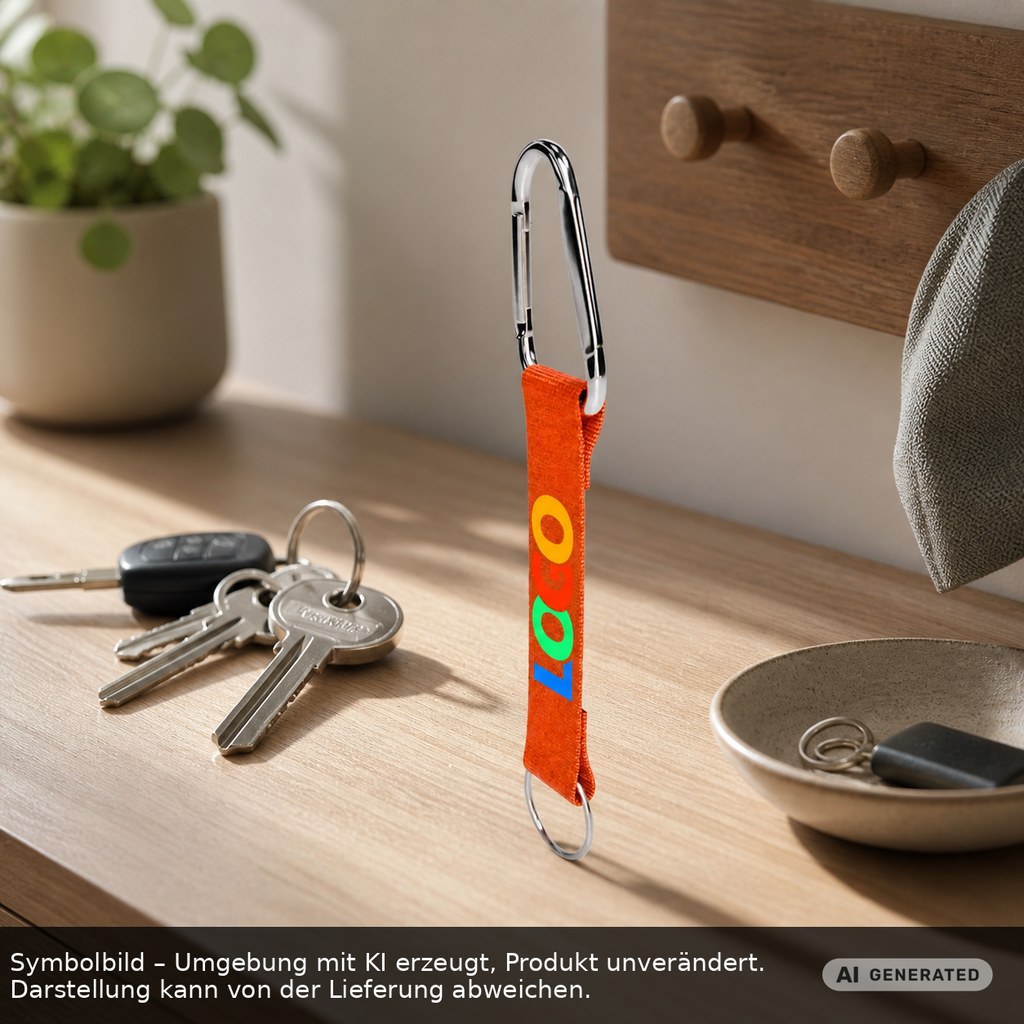 Kurz-Schlüsselband/Kurz-Lanyard "Duo" als Werbeartikel mit Logo bedrucken