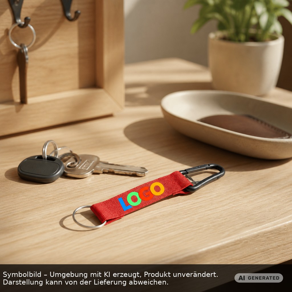 Kurz-Schlüsselband/Kurz-Lanyard "Duo" als Werbeartikel mit Logo bedrucken