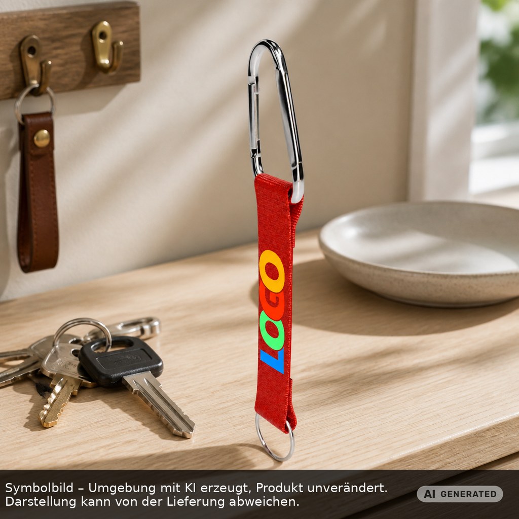 Kurz-Schlüsselband/Kurz-Lanyard "Duo" als Werbeartikel mit Logo bedrucken