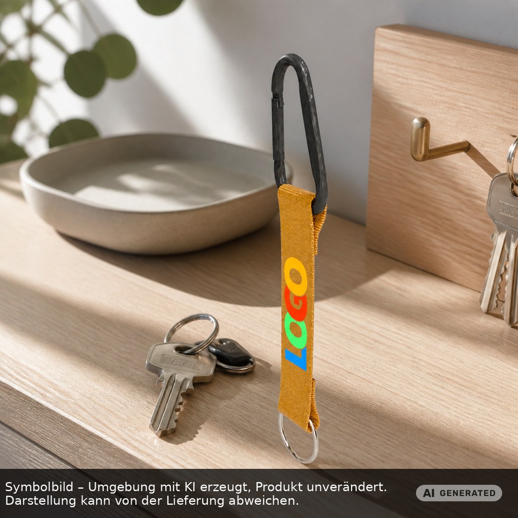 Kurz-Schlüsselband/Kurz-Lanyard "Duo" als Werbeartikel mit Logo bedrucken