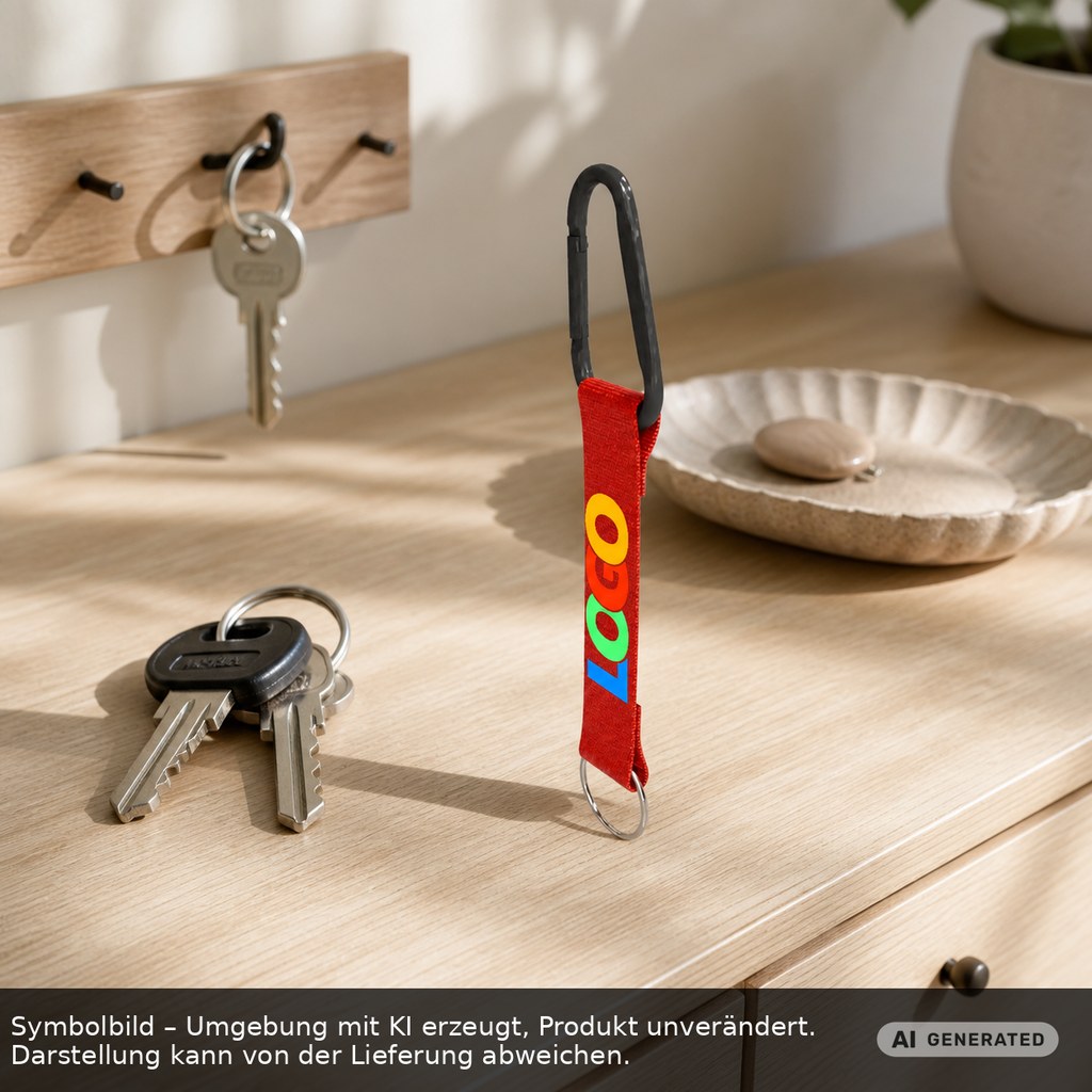 Kurz-Schlüsselband/Kurz-Lanyard "Duo" als Werbeartikel mit Logo bedrucken