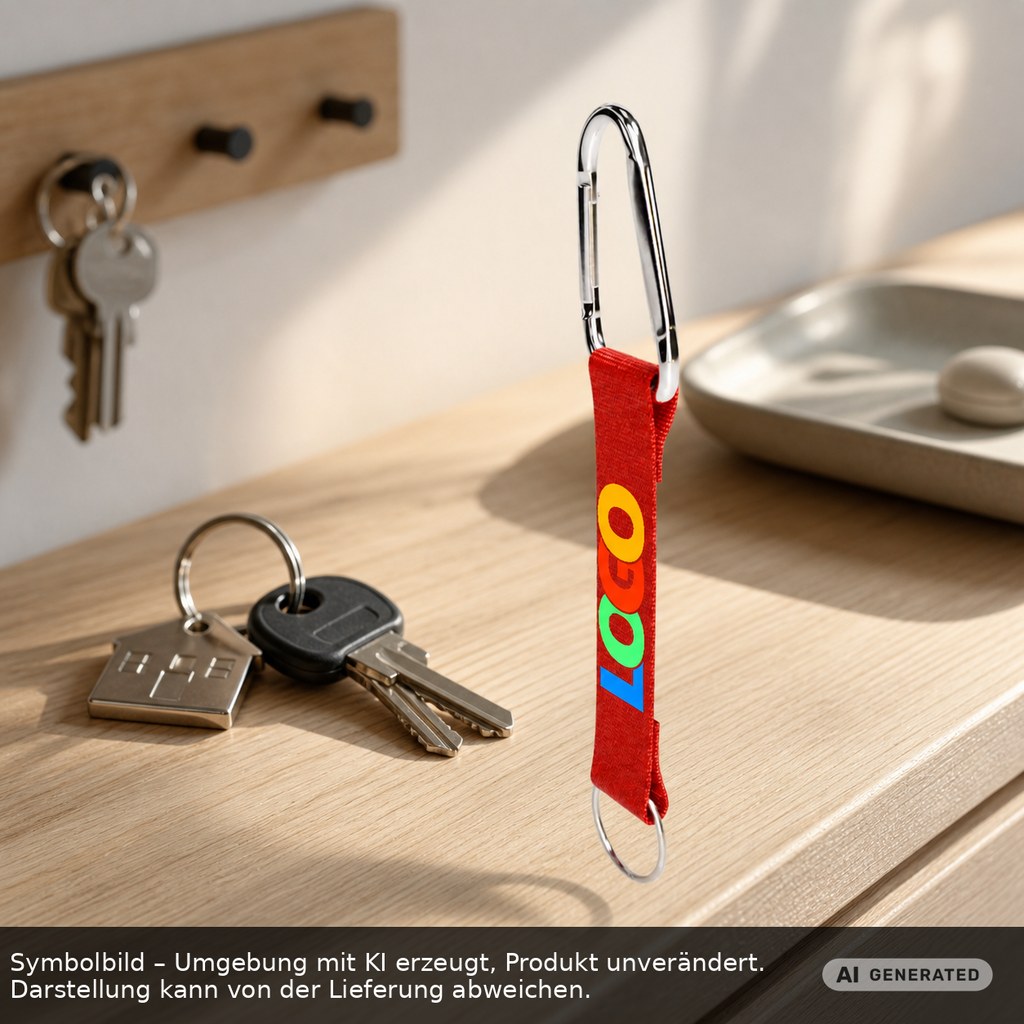 Kurz-Schlüsselband/Kurz-Lanyard "Duo" als Werbeartikel mit Logo bedrucken