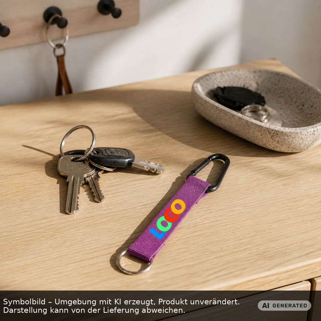 Kurz-Schlüsselband/Kurz-Lanyard "Duo" als Werbeartikel mit Logo bedrucken