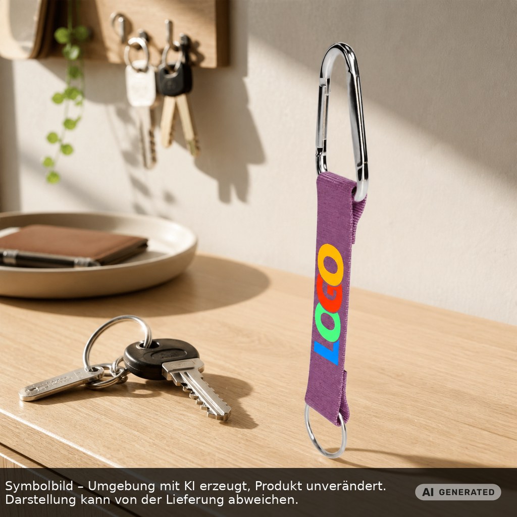 Kurz-Schlüsselband/Kurz-Lanyard "Duo" als Werbeartikel mit Logo bedrucken