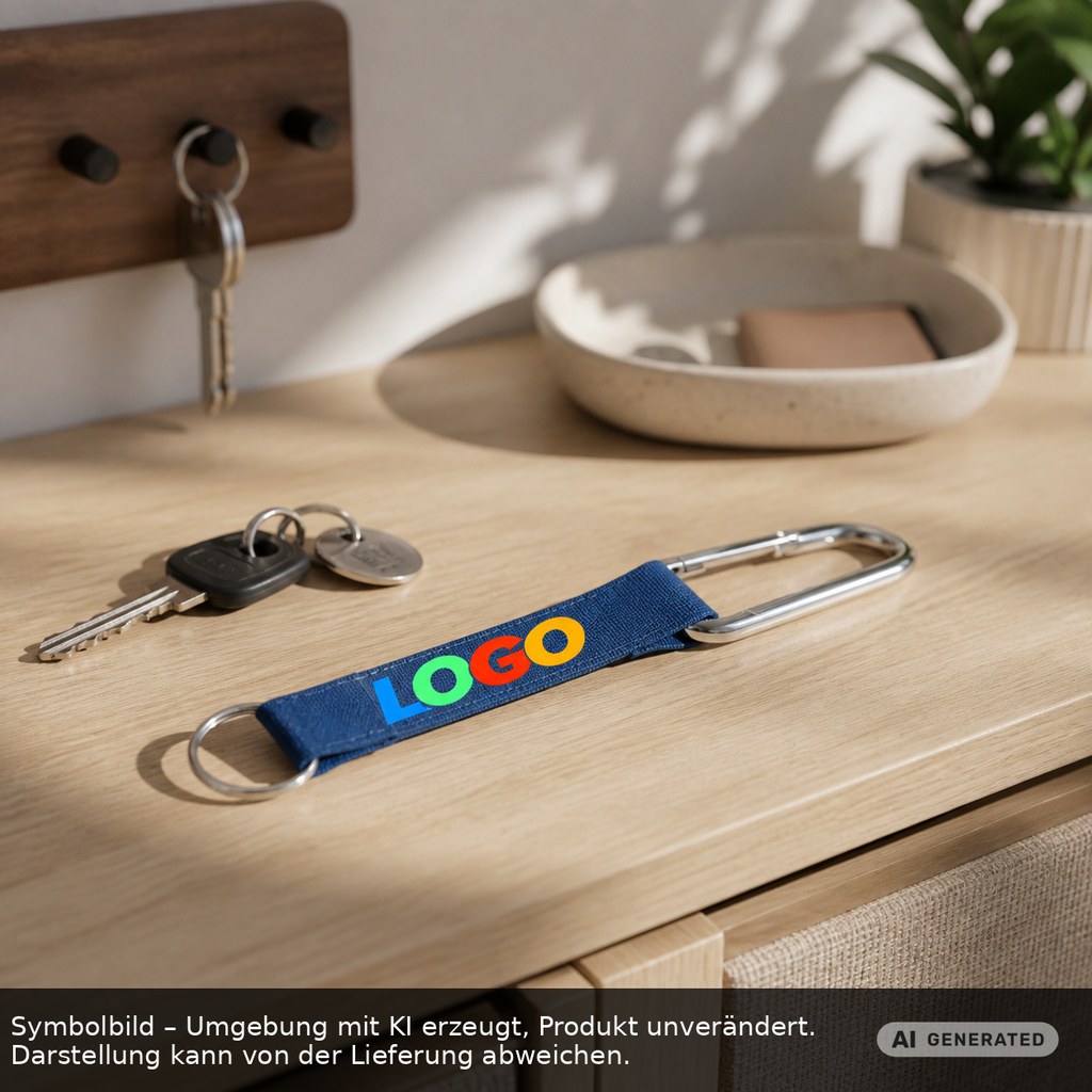 Kurz-Schlüsselband/Kurz-Lanyard "Duo" als Werbeartikel mit Logo bedrucken