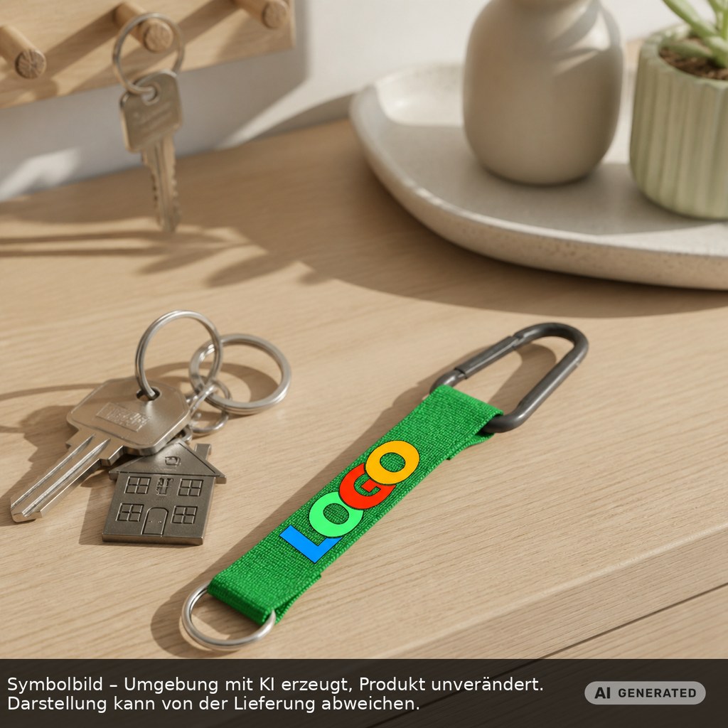 Kurz-Schlüsselband/Kurz-Lanyard "Duo" als Werbeartikel mit Logo bedrucken