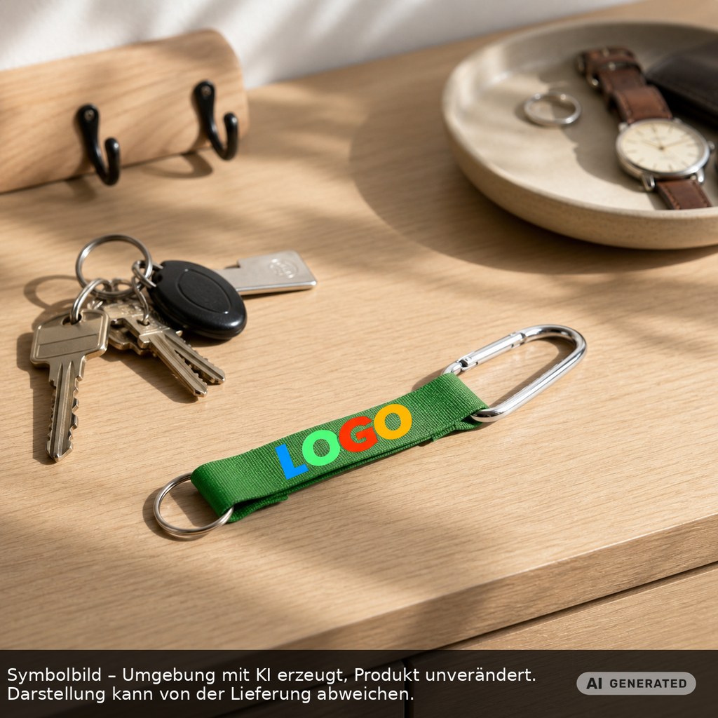 Kurz-Schlüsselband/Kurz-Lanyard "Duo" als Werbeartikel mit Logo bedrucken