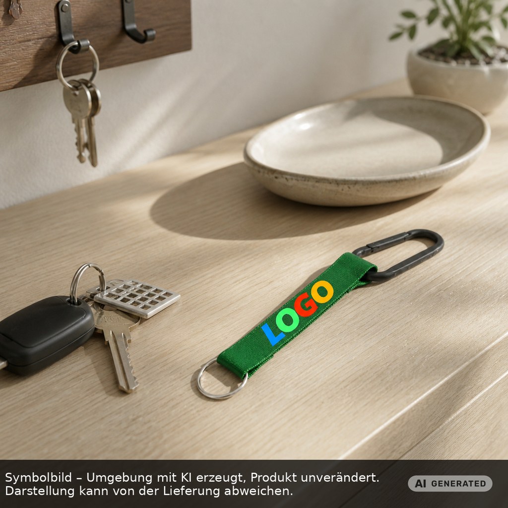 Kurz-Schlüsselband/Kurz-Lanyard "Duo" als Werbeartikel mit Logo bedrucken