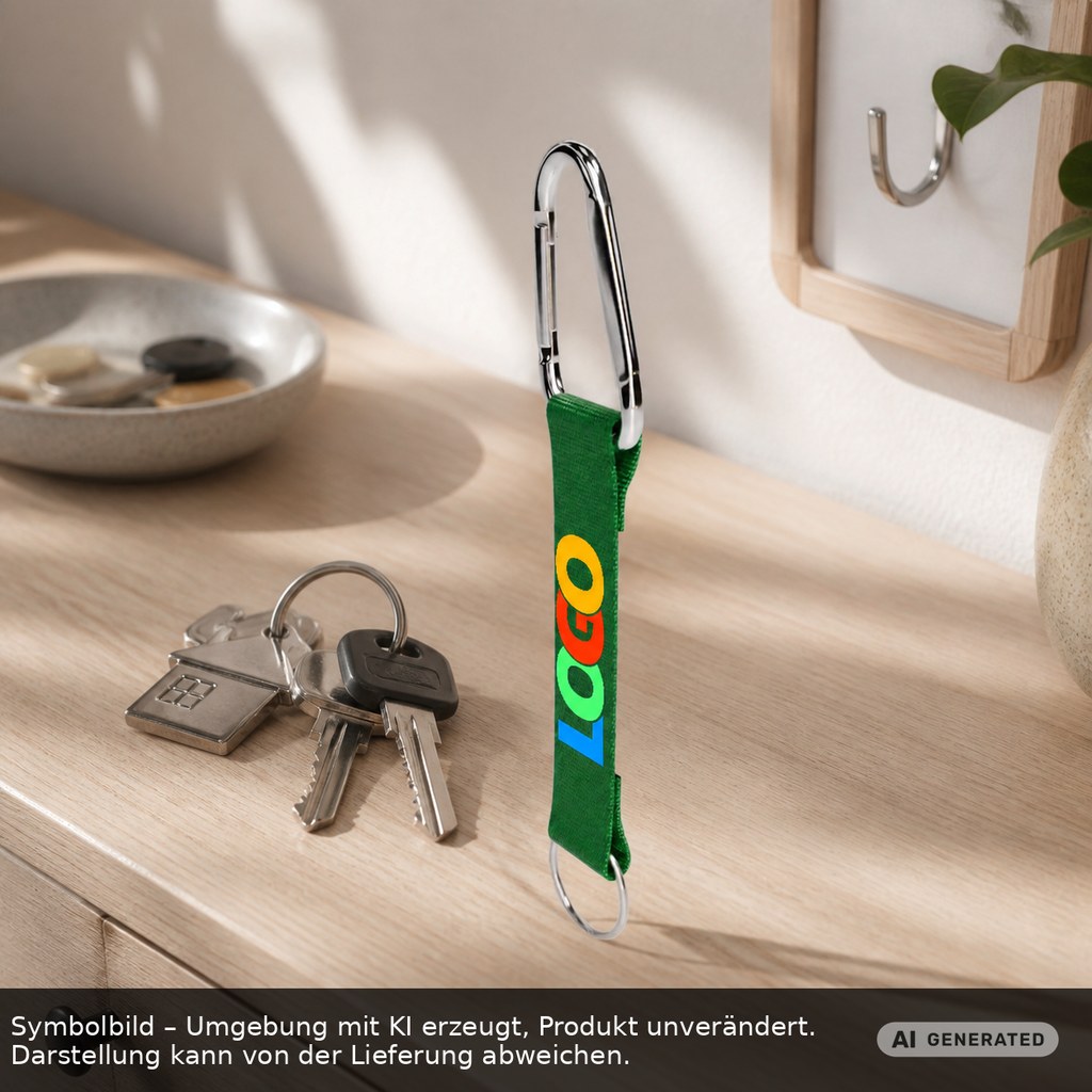 Kurz-Schlüsselband/Kurz-Lanyard "Duo" als Werbeartikel mit Logo bedrucken