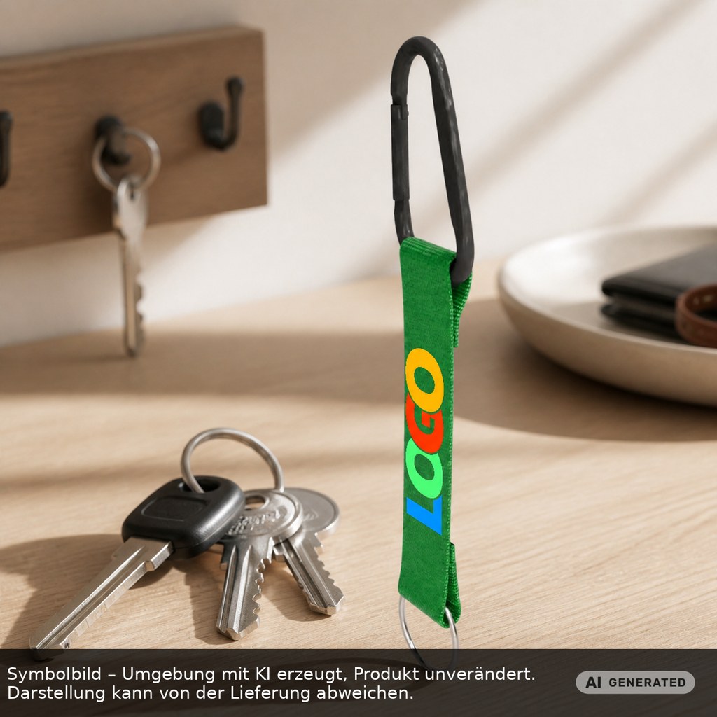 Kurz-Schlüsselband/Kurz-Lanyard "Duo" als Werbeartikel mit Logo bedrucken
