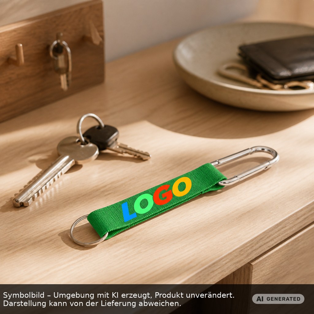 Kurz-Schlüsselband/Kurz-Lanyard "Duo" als Werbeartikel mit Logo bedrucken