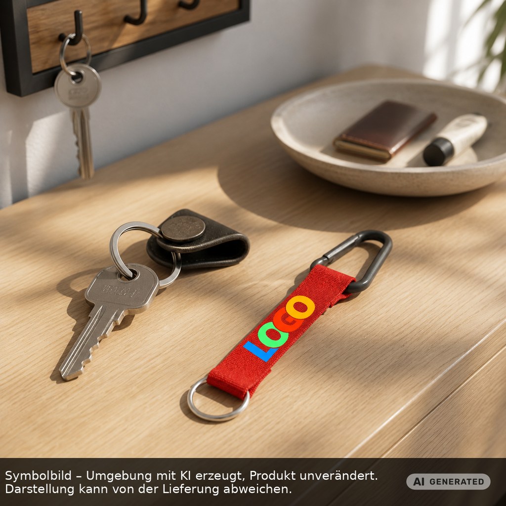 Kurz-Schlüsselband/Kurz-Lanyard "Duo" als Werbeartikel mit Logo bedrucken