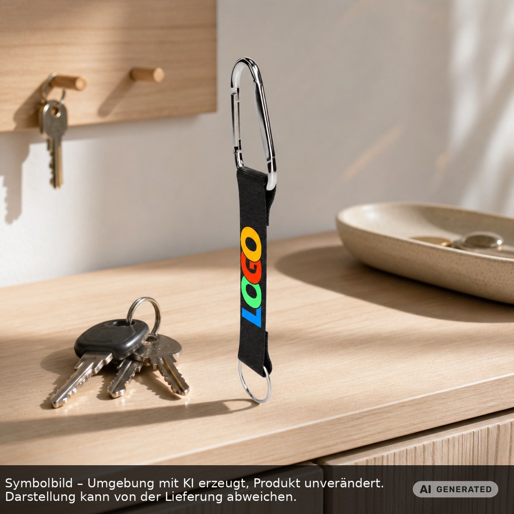 Kurz-Schlüsselband/Kurz-Lanyard "Duo" als Werbeartikel mit Logo bedrucken