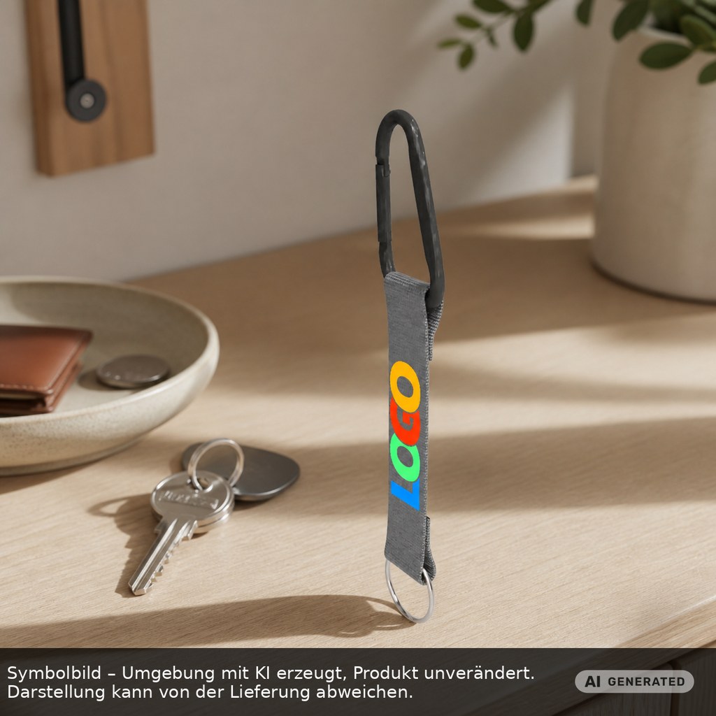 Kurz-Schlüsselband/Kurz-Lanyard "Duo" als Werbeartikel mit Logo bedrucken