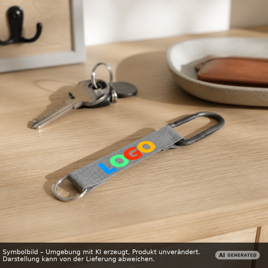 Kurz-Schlüsselband/Kurz-Lanyard "Duo" als Werbeartikel mit Logo bedrucken