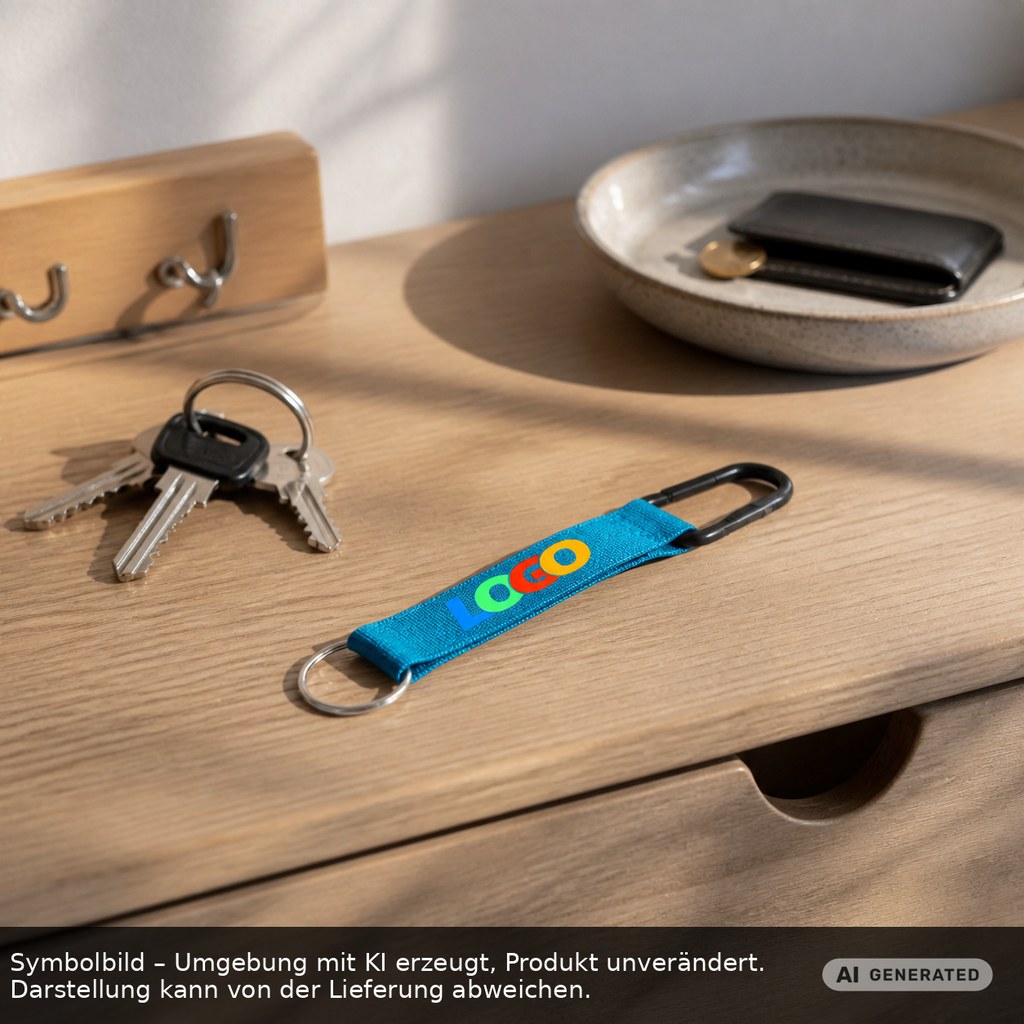 Kurz-Schlüsselband/Kurz-Lanyard "Duo" als Werbeartikel mit Logo bedrucken