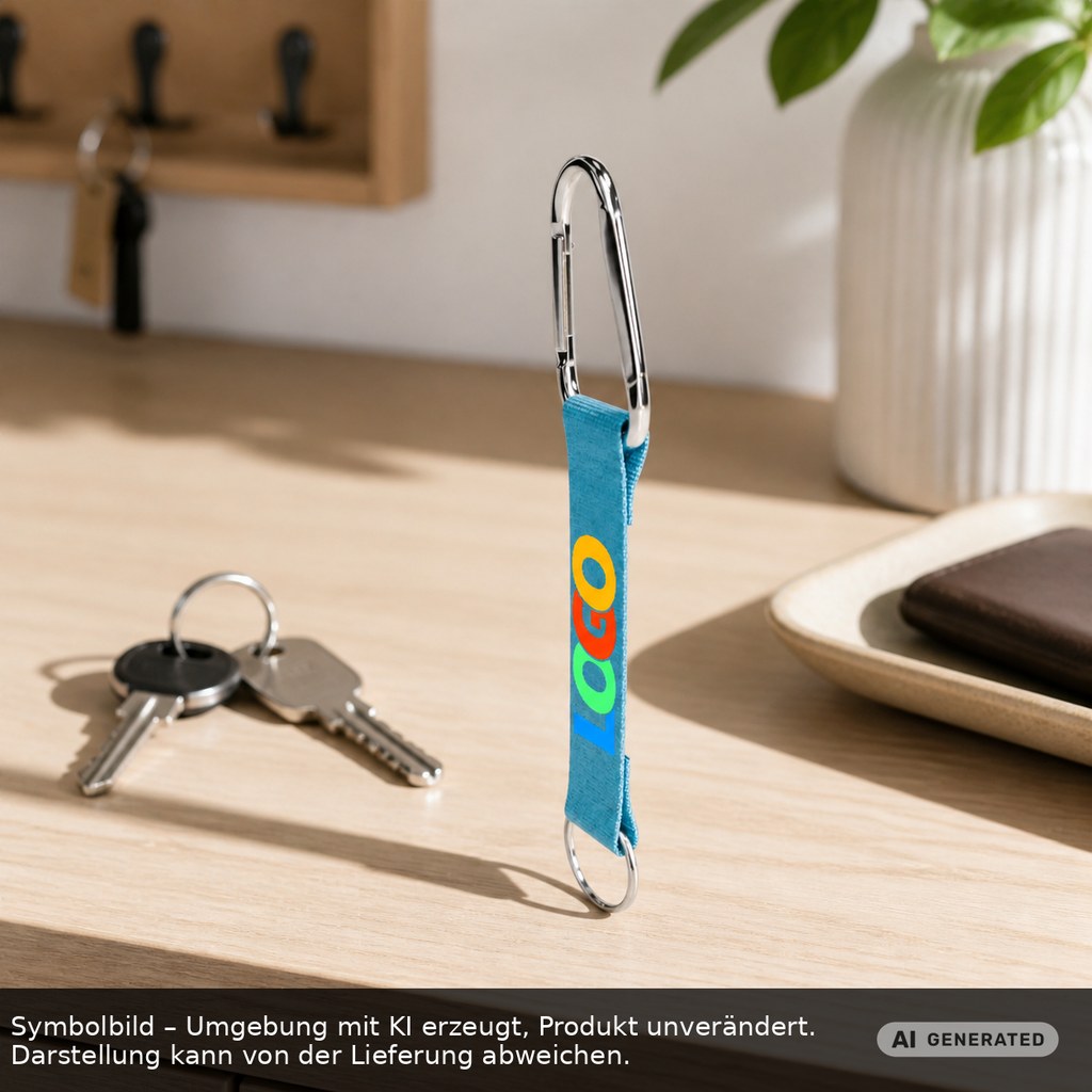 Kurz-Schlüsselband/Kurz-Lanyard "Duo" als Werbeartikel mit Logo bedrucken