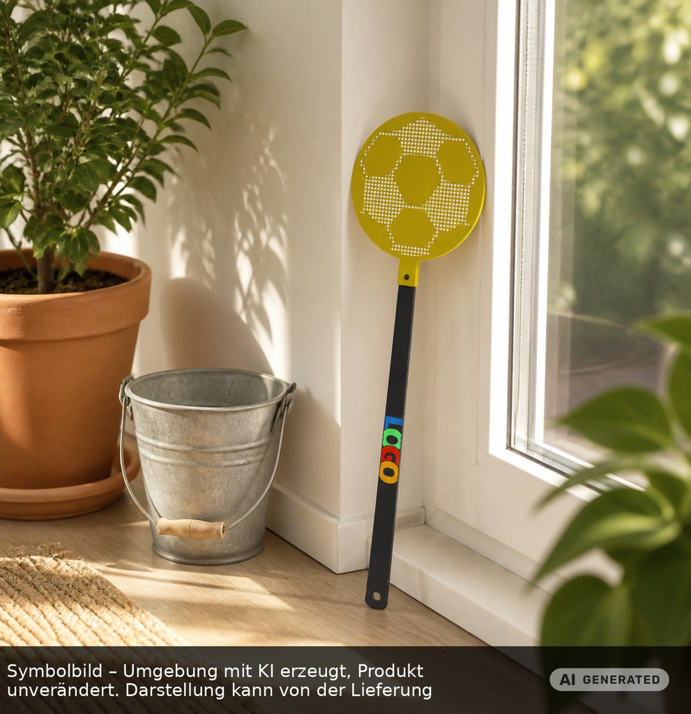 Fliegenklatsche "Fußball" als Werbeartikel mit Logo bedrucken