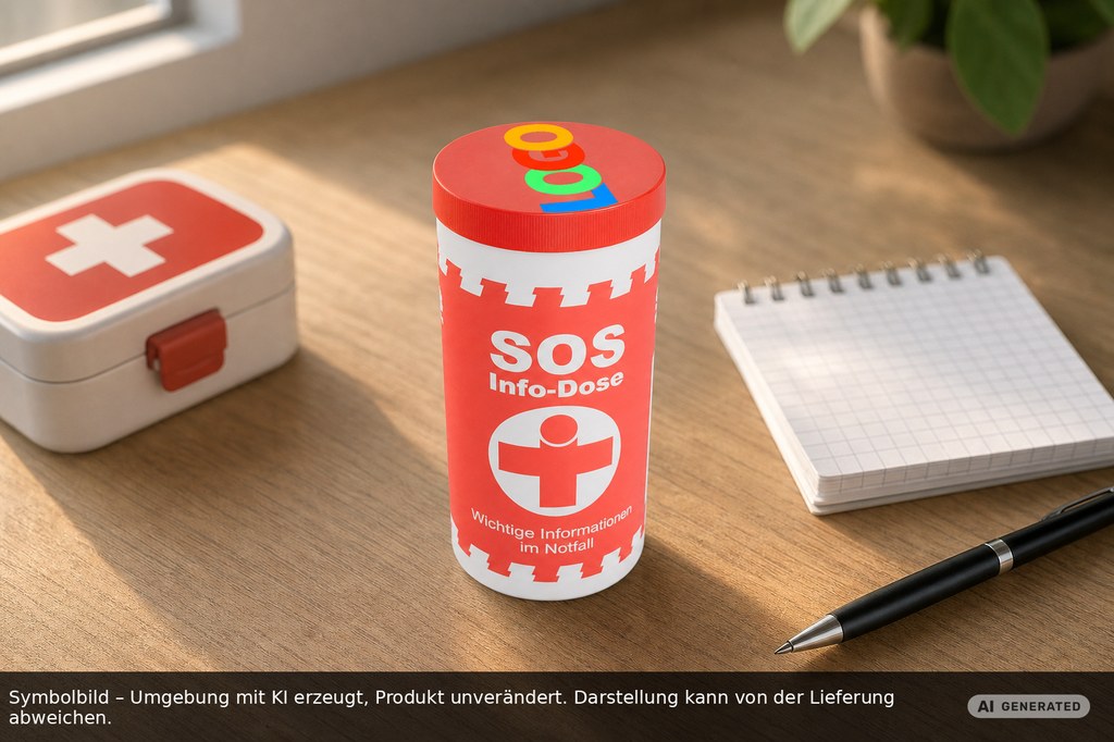 SOS-Info-Dose als Werbeartikel mit Logo bedrucken