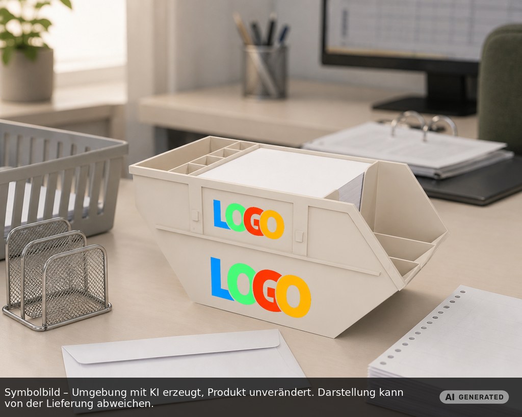 Zettelbox mit Köcher "Container" als Werbeartikel mit Logo bedrucken