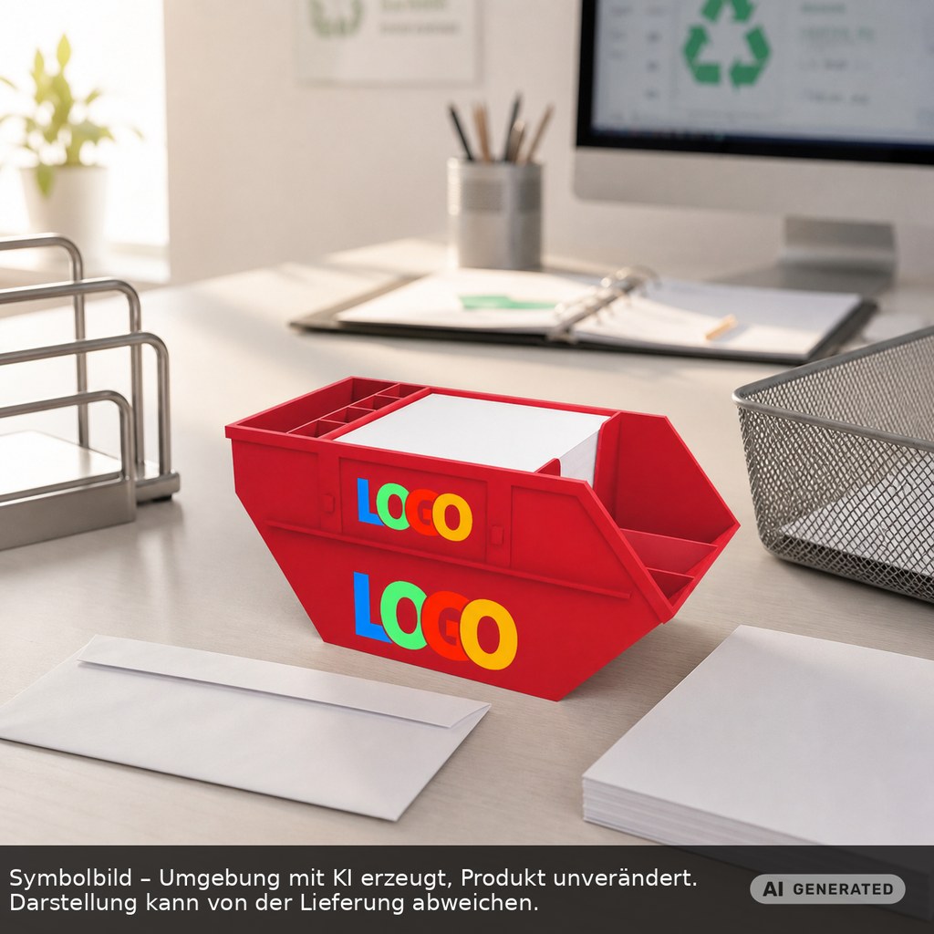 Zettelbox mit Köcher "Container" als Werbeartikel mit Logo bedrucken